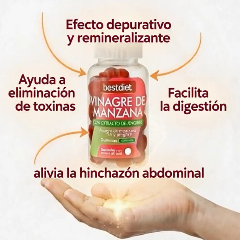 Apoyo Digestivo y Energía Natural-Sup.Gomitas de Vinagre de Manzana.