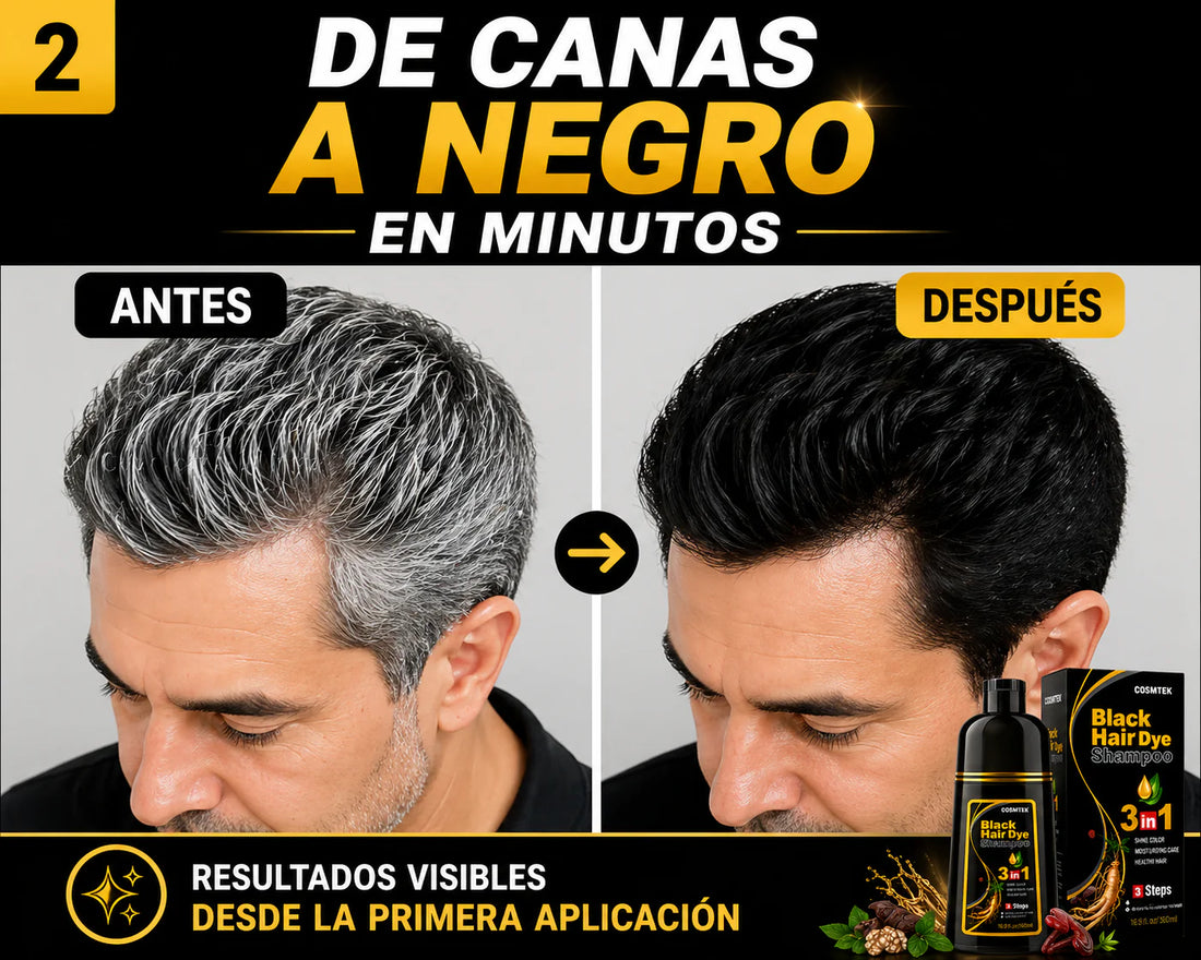 SHAMPOO TINTE CUBRE CANAS  BLACK HAIR DYE