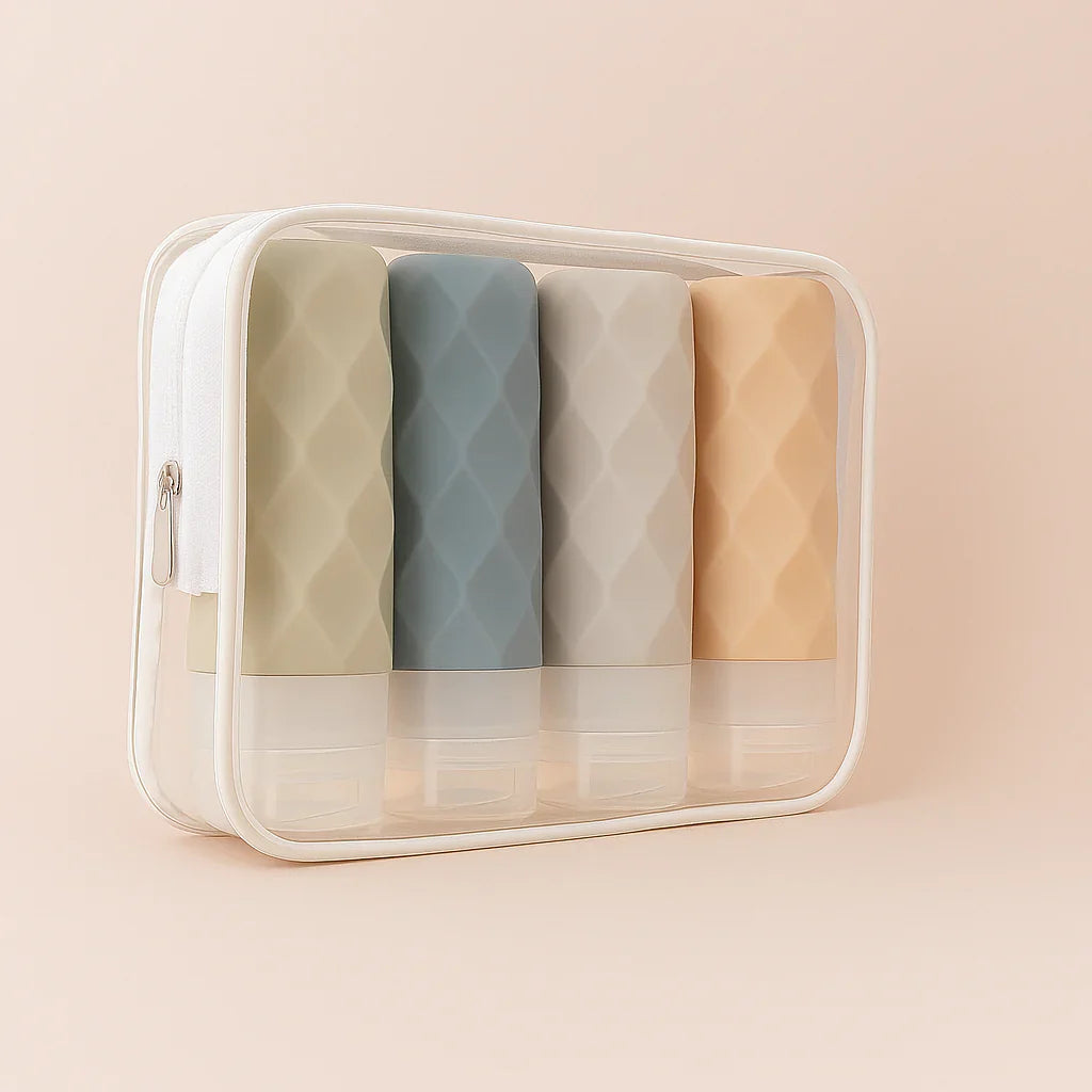 Paquete de 4 botellas de silicona aprobadas por la TSA